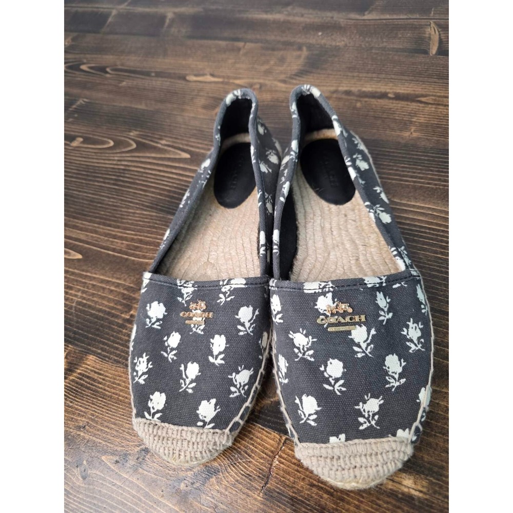 Coach Rhodelle Women's Shoes Size 8.5 Gray White Floral Slip On Flat Ballet - Picture 6 of 11